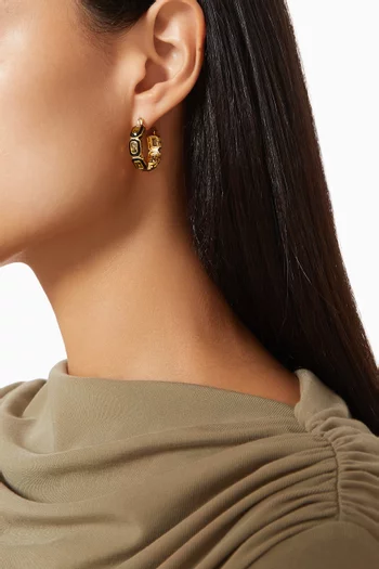 Bezel CZ Emerald Ballier Hoop Earrings in Gold-plated Brass