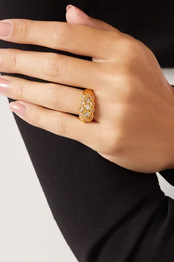 Sienna Stone Ring in Gold-plated Brass