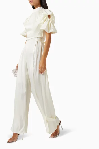 Short Puff Sleeved Jumpsuit