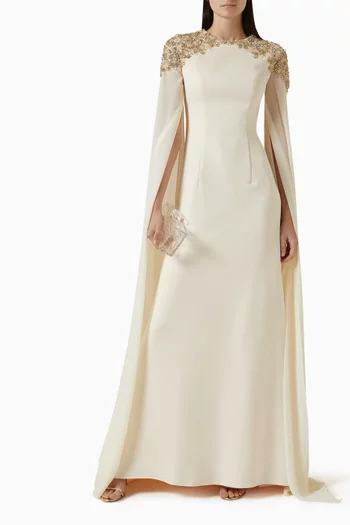 Embellished Maxi Gown in Knit Jersey