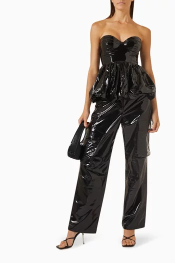 Elna Bustier Top in Patent Faux Leather