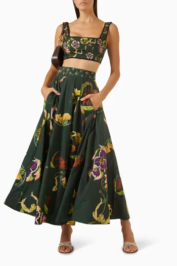 Bergamota Embellished Maxi Skirt in Cotton