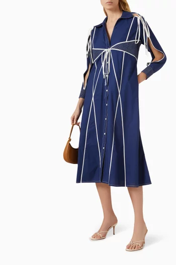 Slotted Maxi Shirt Dress in Cotton