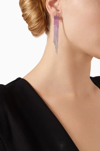 Ombré Crystal Fringe Drop Earrings in Sterling Silver
