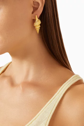 Thalassa Spiral Shell Earrings in 24kt Gold-plated Brass