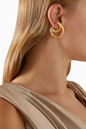 Botanical Whisper Crescent Earrings in 24kt Gold-plated Brass