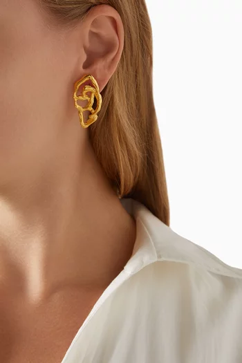 Botanical Whisper Abstract Earrings in 24kt Gold-plated Brass
