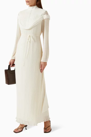 Scarf Pleated Maxi Dress in Viscose