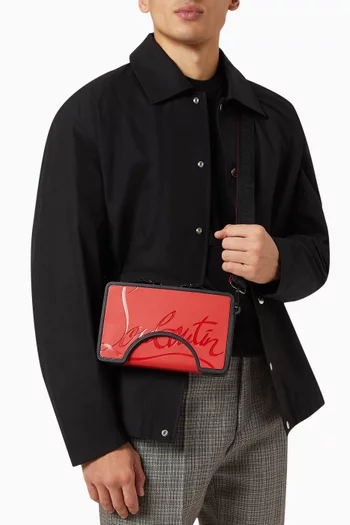 Adolon Boxy Messenger Bag in Calfskin Leather & Rubber