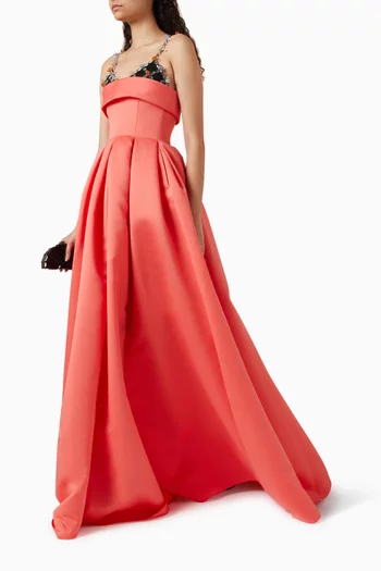 Bleuet Embellished Gown in Satin