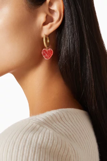 Jelly Heart Drop Earrings in 18kt Gold-plated Brass