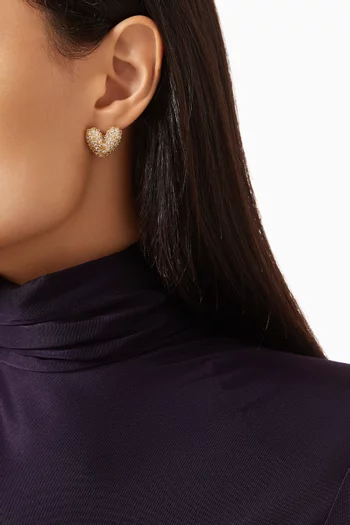 Gummy Heart Pavé Stud Earrings in 18kt Gold-plated Brass
