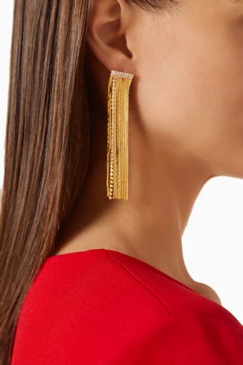 Behind The Blinds Fringe Drop Earrings in 18kt Gold-plated Brass