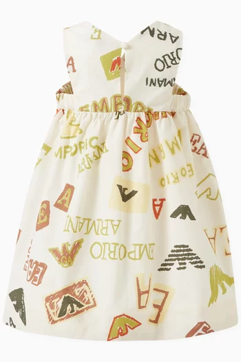 All-over Graphic Text Logo-print Dress in Cotton