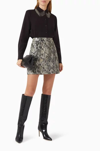 Yassnara Animal-print Mini Skirt in Leather