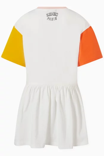 Colourblocked Tiger Logo Dress in Organic Cotton Jersey