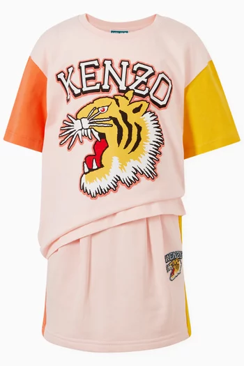 Colourblocked Tiger Logo T-shirt in Organic Cotton Jersey
