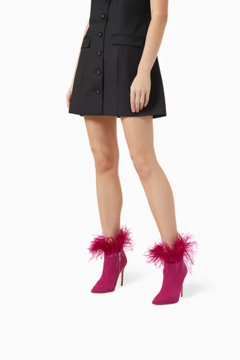 Whitby 100 Feather-trim Ankle Boots in Suede
