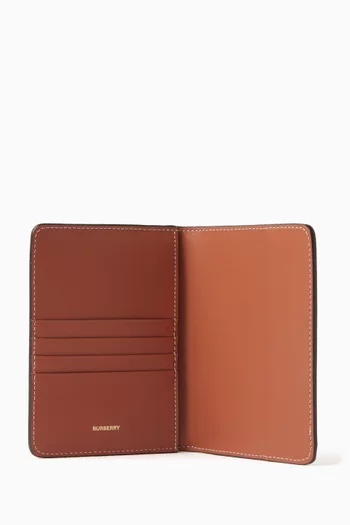 Check-pattern Passport Holder in Faux Leather