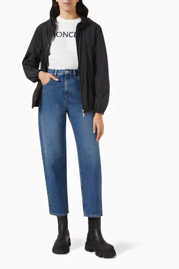 High-waist Cropped Jeans in Cotton-denim