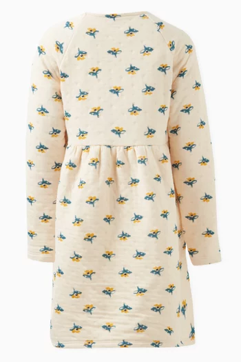 Floral Print Dress in Cotton Blend Tube Knit