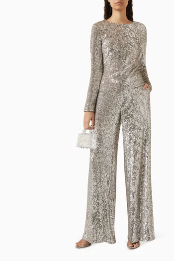 Wide-leg Pants in Sequin Tulle