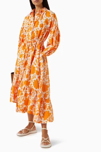 فستان امبيث بنقشة زهور كتان