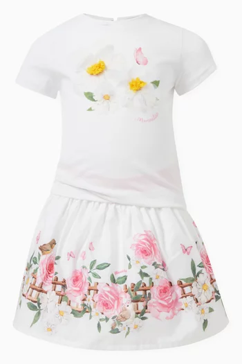 Floral-detailed T-shirt in Cotton-jersey