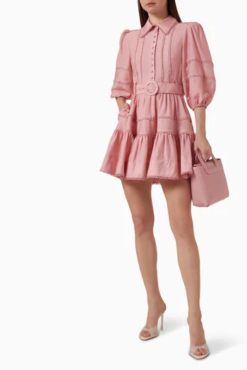 Eliza Scalloped Mini Dress in Rayon-blend