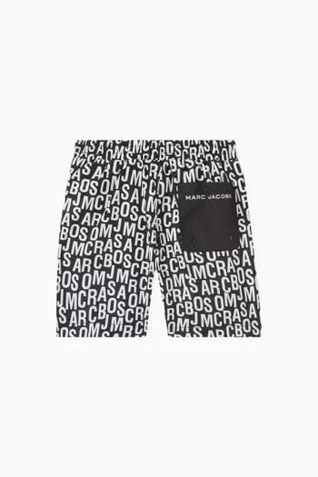 Allover Logo Swim Shorts in Recycled Polyester