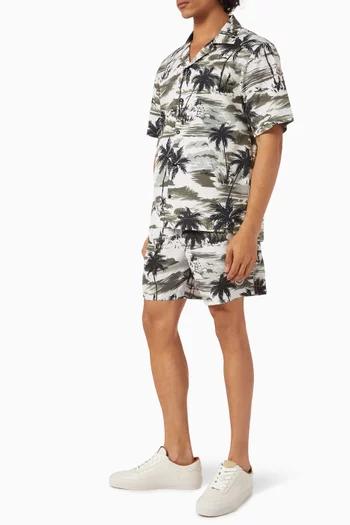 Tropical Print Swim Shorts in Nylon