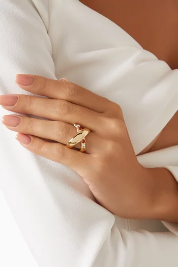 Sky Crossed Crystal Ring in 18kt Gold-plated Metal