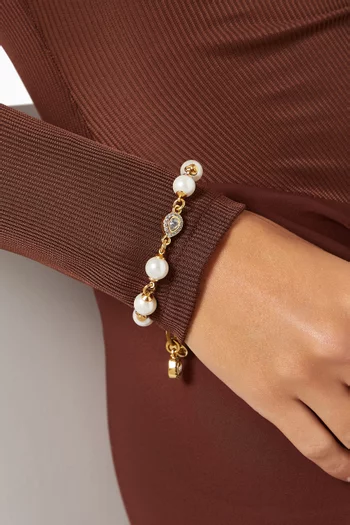Hariti Pearl & Crystal Bracelet in Gold-plated Brass