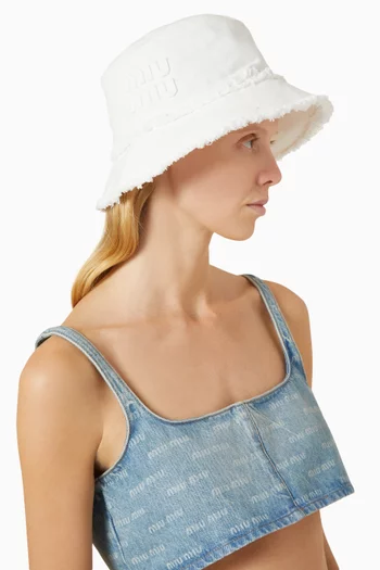Logo Bucket Hat in Cotton-denim