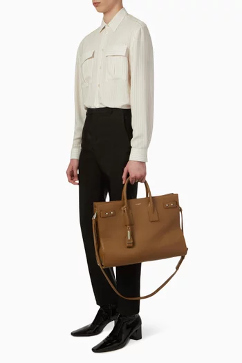 Sac de Jour Thin Large Top-handle Bag in Grained Leather