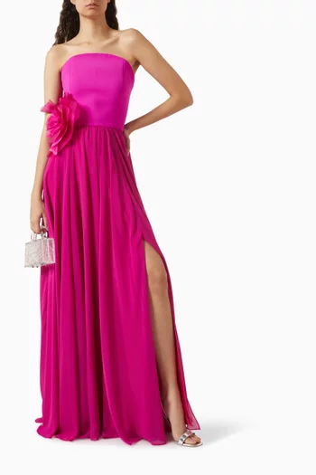 Strapless Gown in Crepe & Chiffon