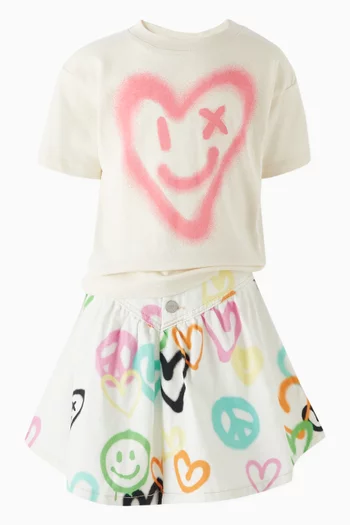 Betsy Heart-print Skirt in Denim
