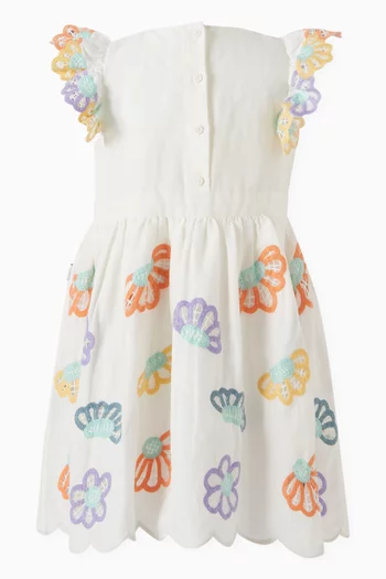 Floral Embroidered Dress in Cotton & Linen