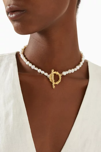 Naia Pearl Necklace in 18kt Gold-plated Bronze