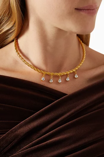 Rome Crystal Choker Necklace in 24kt Gold-plated Brass