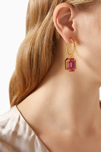 Leonie Crystal Earrings in 24kt Gold-plated Brass