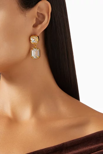 Anne Crystal Drop Earrings in 24kt Gold-plated Brass