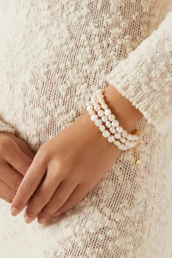 Francoise Pearl Bracelet in 24kt Gold-plated Brass
