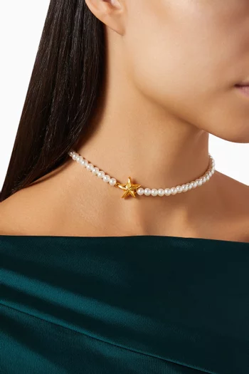 Fay Pearl Choker in 24kt Gold-plated Brass