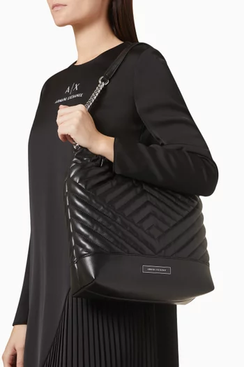 Medium Victoria Bucket Bag in Faux Leather