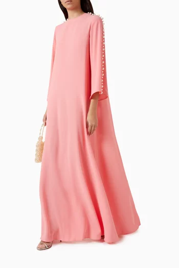 Pearl-embellished Maxi Dress in Crepe