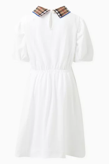 Check-collar Polo Dress in Cotton Piqué