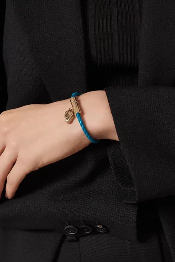 Serpenti Forever Braided Bracelet in Leather & Brass