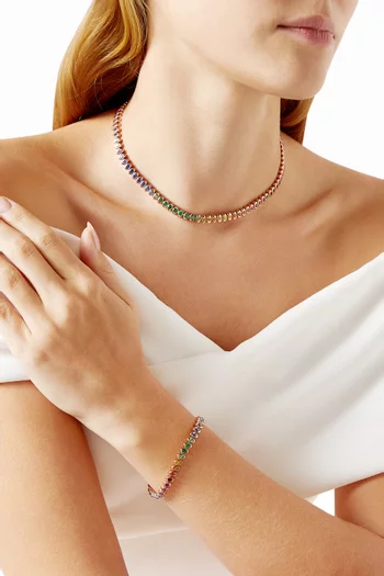 Colours of Love Cosmic Curve Rainbow Necklace in 18kt Rose Gold