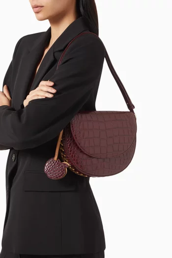 Medium Frayme Croc-embossed Flap Shoulder Bag in Eco Alter Leather